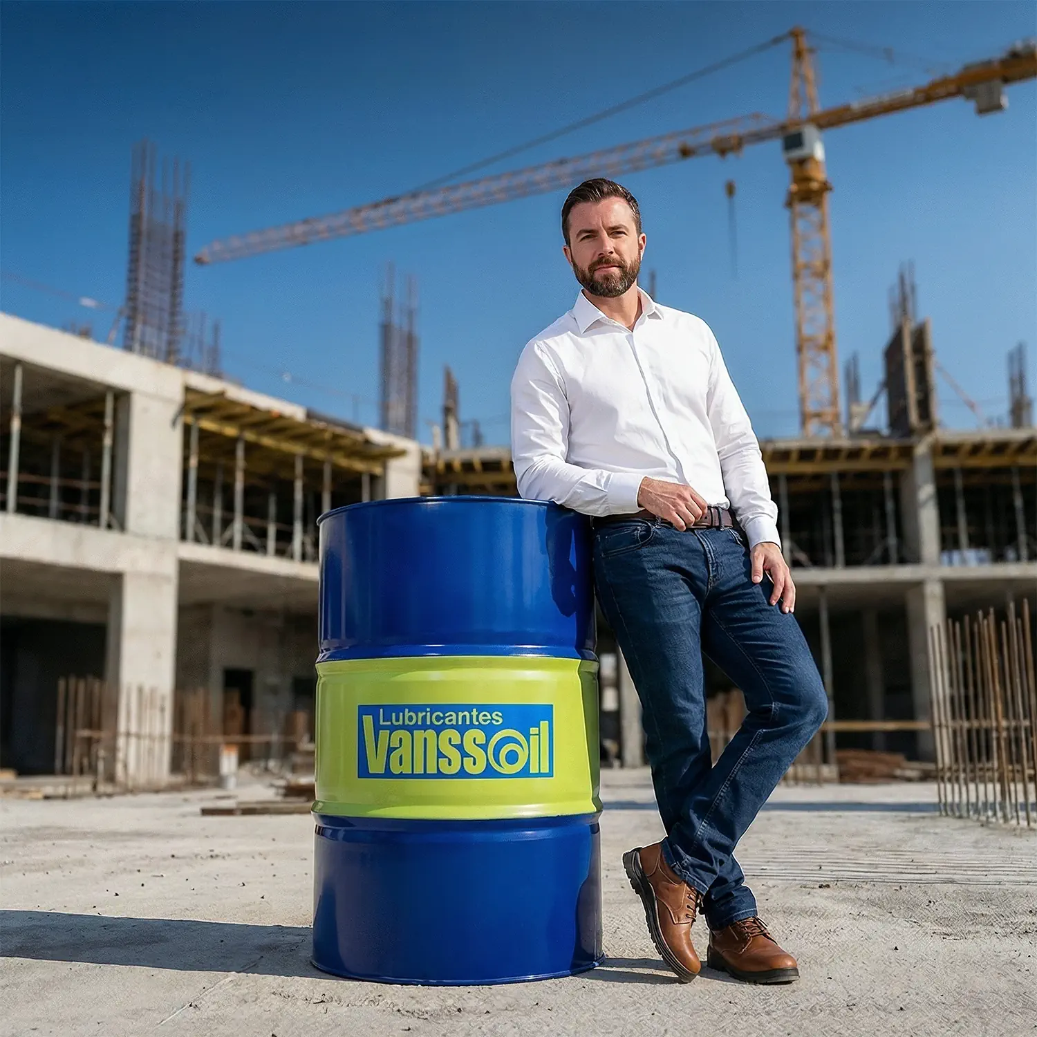 garrafa vanssoil con hombre adulto recostado zona de construccion