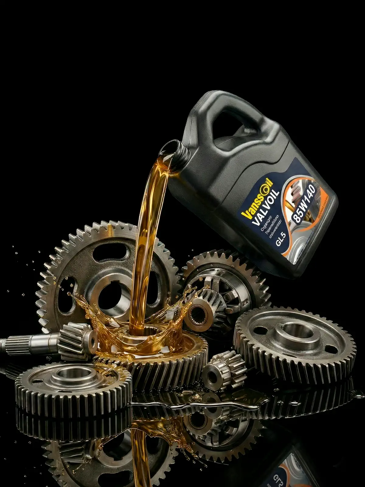 galon 85w140 chorreando aceite fondo negro