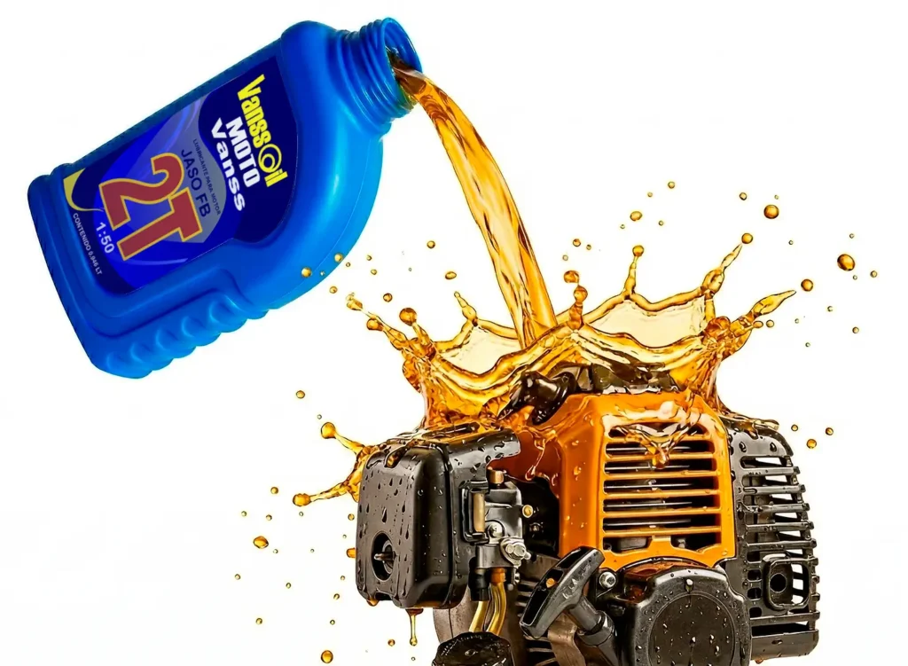cuarto aceite 2t fb vanssoil fondo blanco chorreando motor podadora