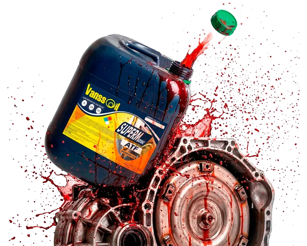 garrafa vanssoil atf destapada chorreando aceite encima de transmision automatica